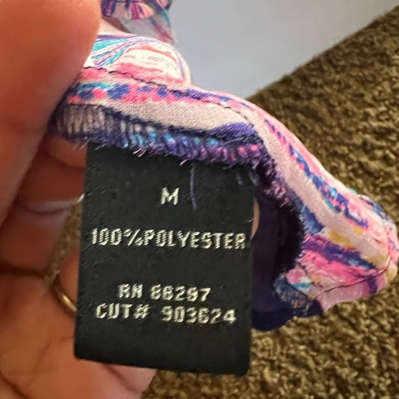 BCBG MAXAZRIA BEAUTIFUL Sheer Top purple back pink multi color front size Medium - Picture 7 of 8